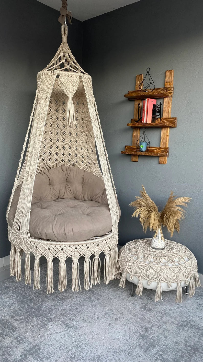 Macrame Chair Swing For Adults 35 inches - Leechoo